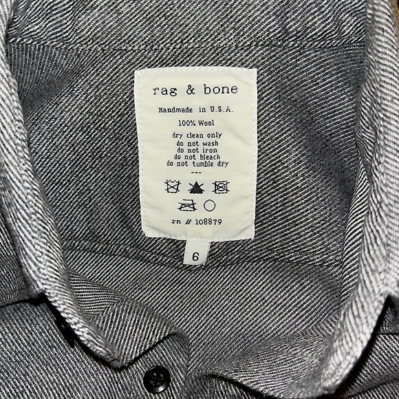 RAG & BONE Long Sleeve Mini Dress, Heather Grey, Button Up Shirtdress, Size 6 - Picture 2 of 9
